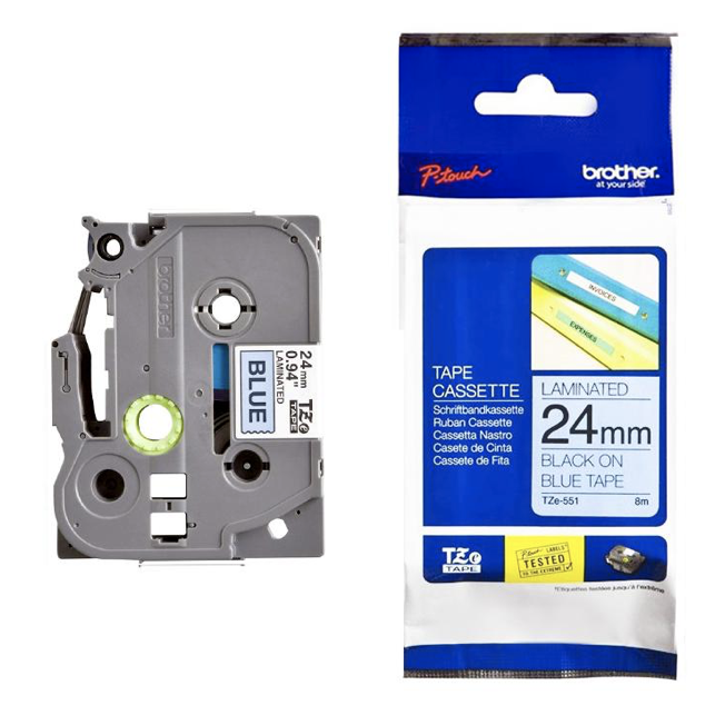 Brother Tape Cassette Black on Blue 24mm TZE-551